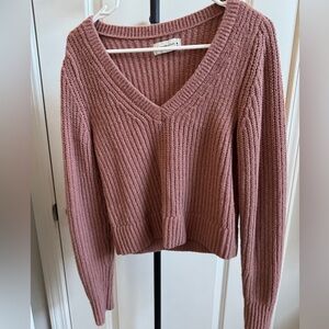 Dusty Rose Cropped Sweater Abercrombie & Fitch